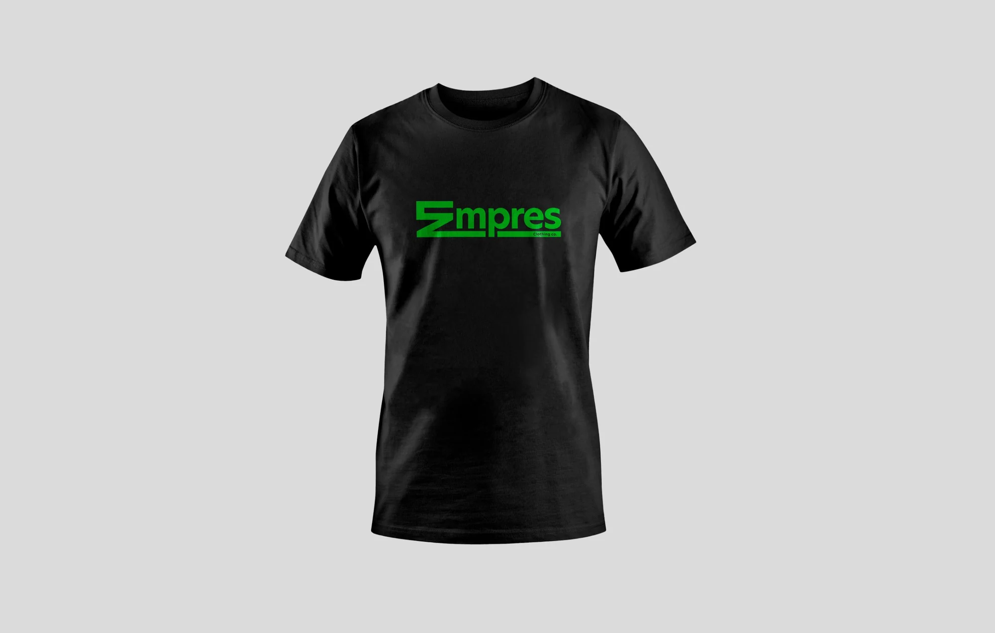 Black Empres tee with the full green wordmark across the chest
