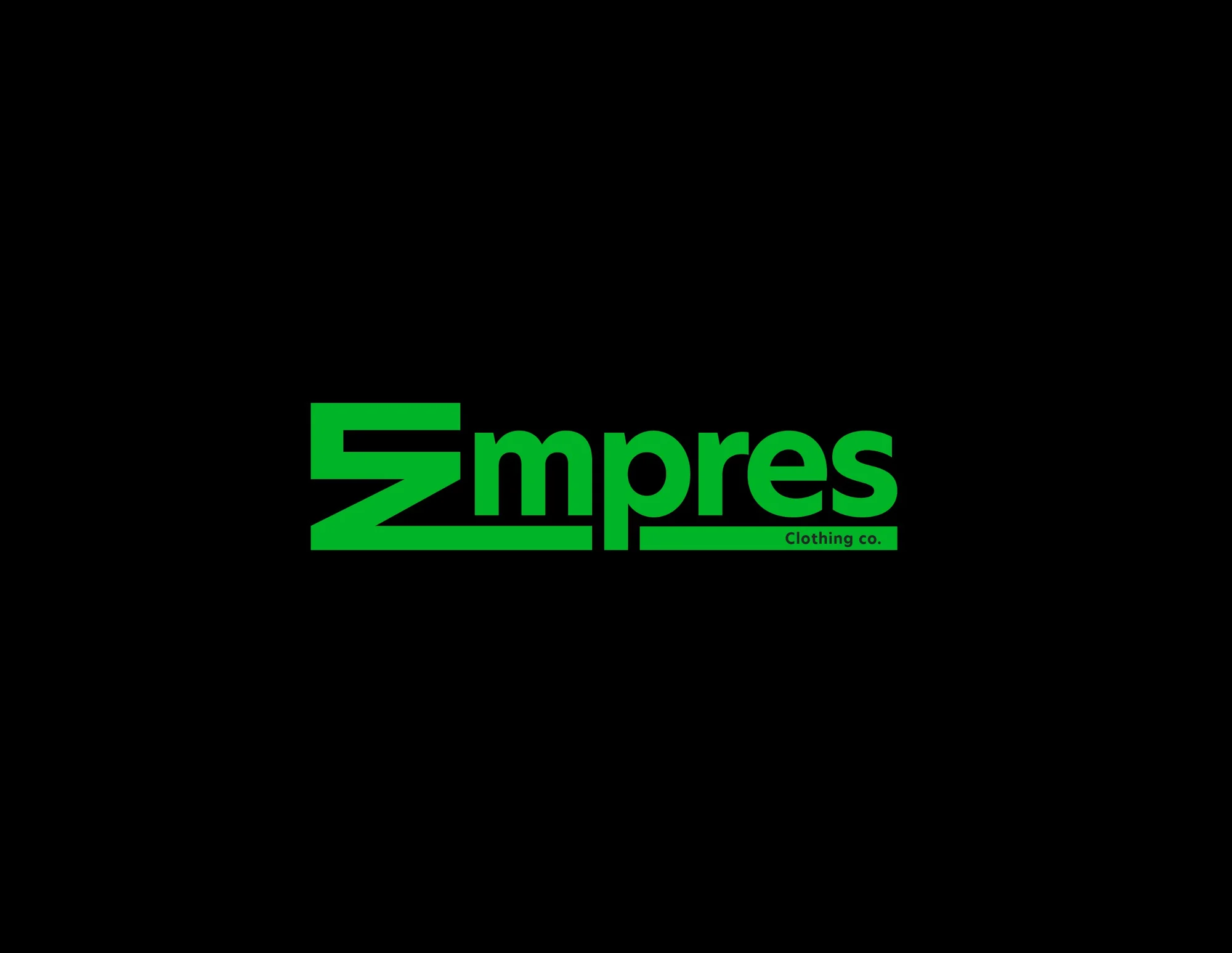 Empres Clothing co. wordmark, green on black